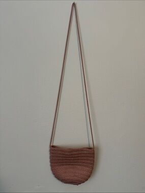 Dusty Rose Crochet Crossbody Bag - Unbranded